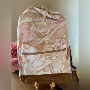 Aeropostale Swirl Pink and Brown Backpack-NWT